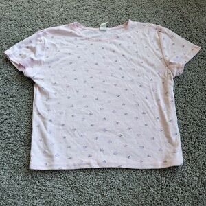 Pink Floral Cropped Baby Tee Size Medium